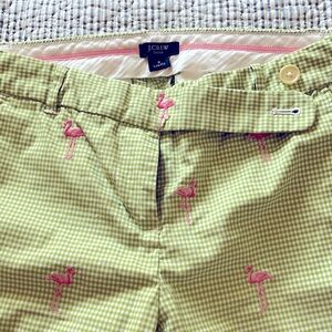 J.Crew cropped flamingo pants.